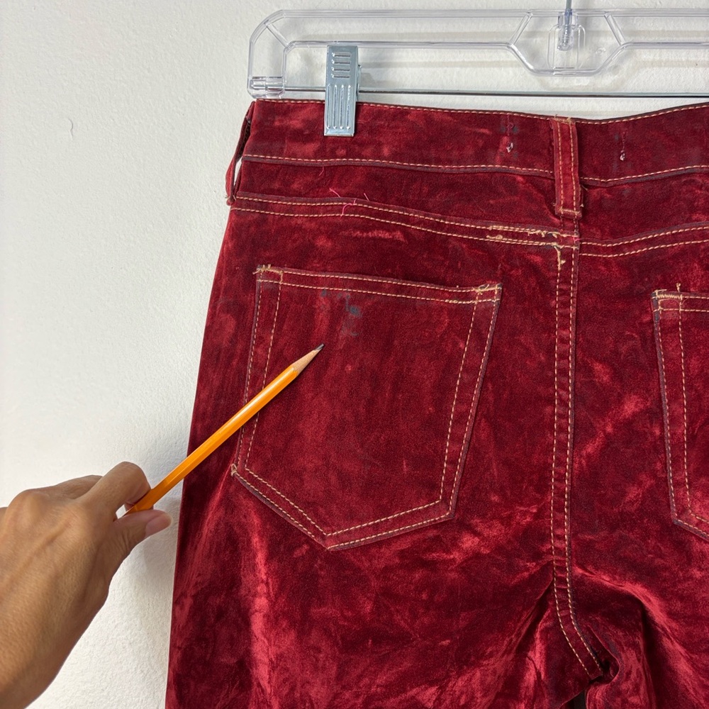 Y2K Grunge Madden Girl Red Crushed Velvet Bootcut Pants Western Edgy Glam Sz 5 - Picture 8 of 10